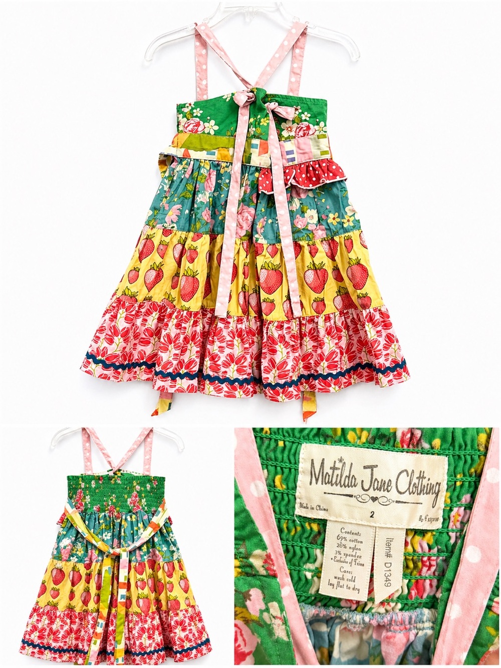 Matilda Jane Colorful Strawberry Tiered Sundress size 2